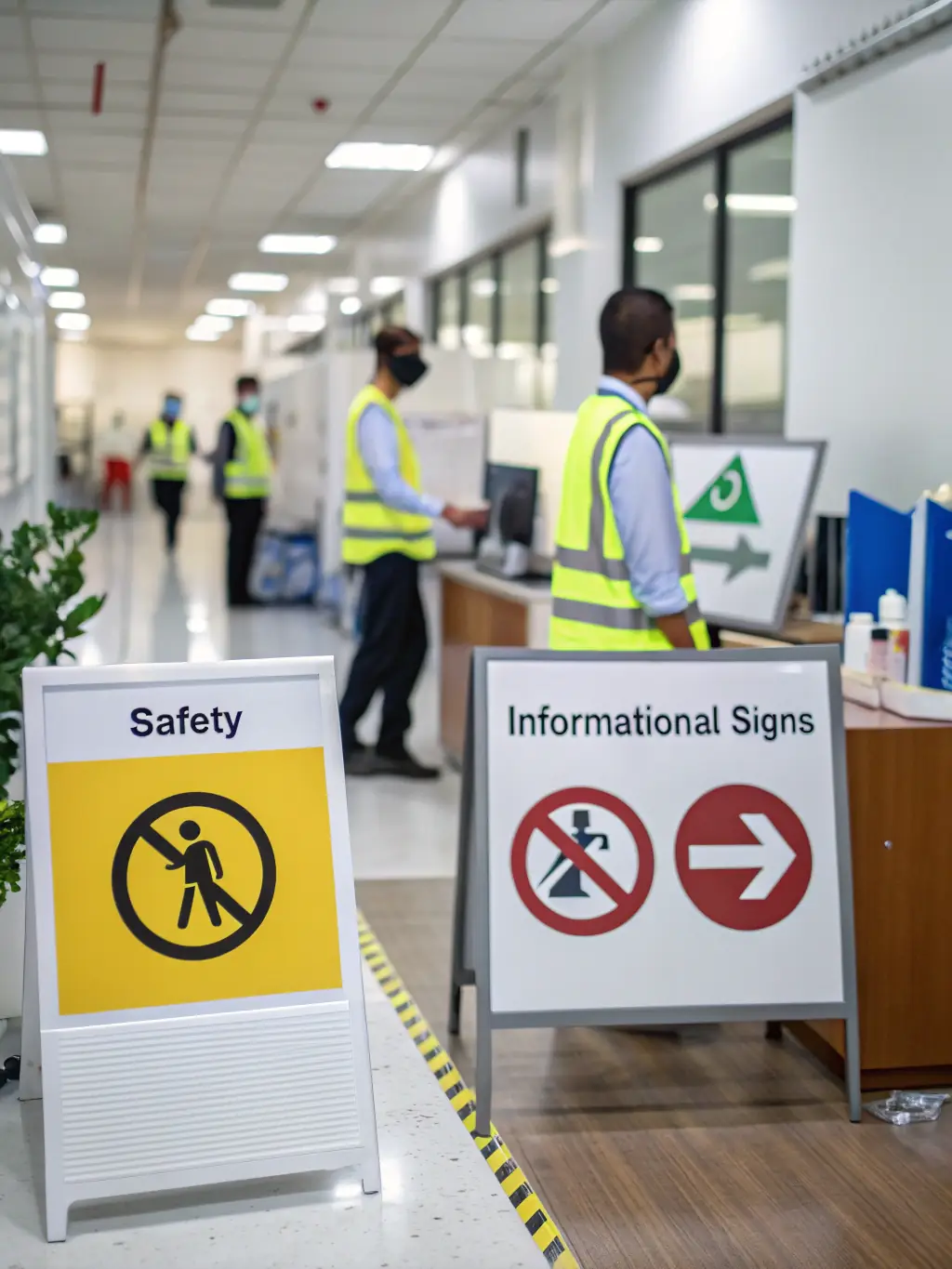 A collection of various fire safety signs, including fire extinguisher location, emergency exit, and fire alarm signs, neatly arranged to showcase Tűzhatár Ltd.'s offerings in safety signage.